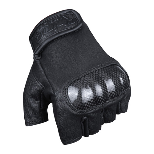 Fingerless Carbon Knuckle Leather Gloves