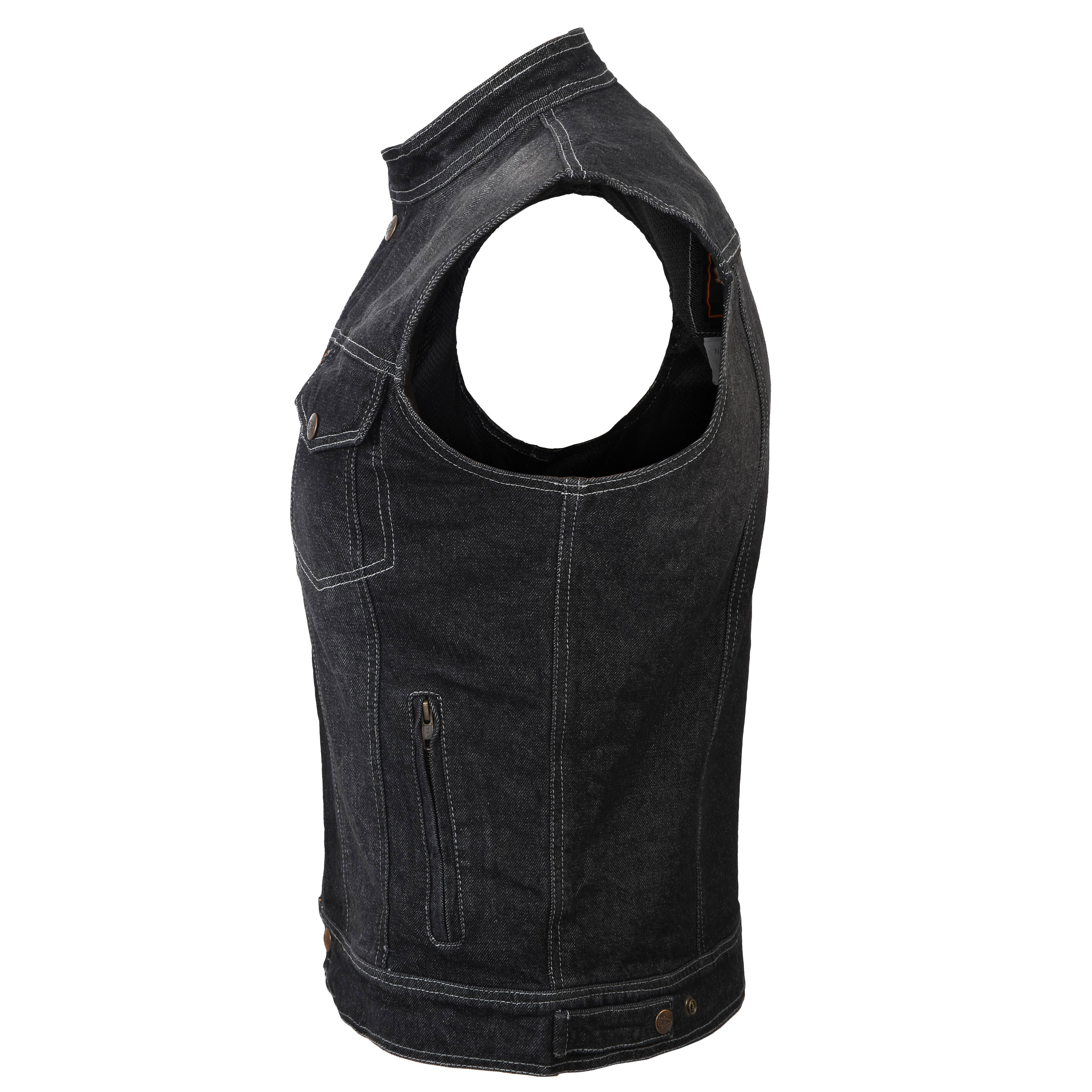 Atlas Black Denim Motorcycle Vest RhinoLeather