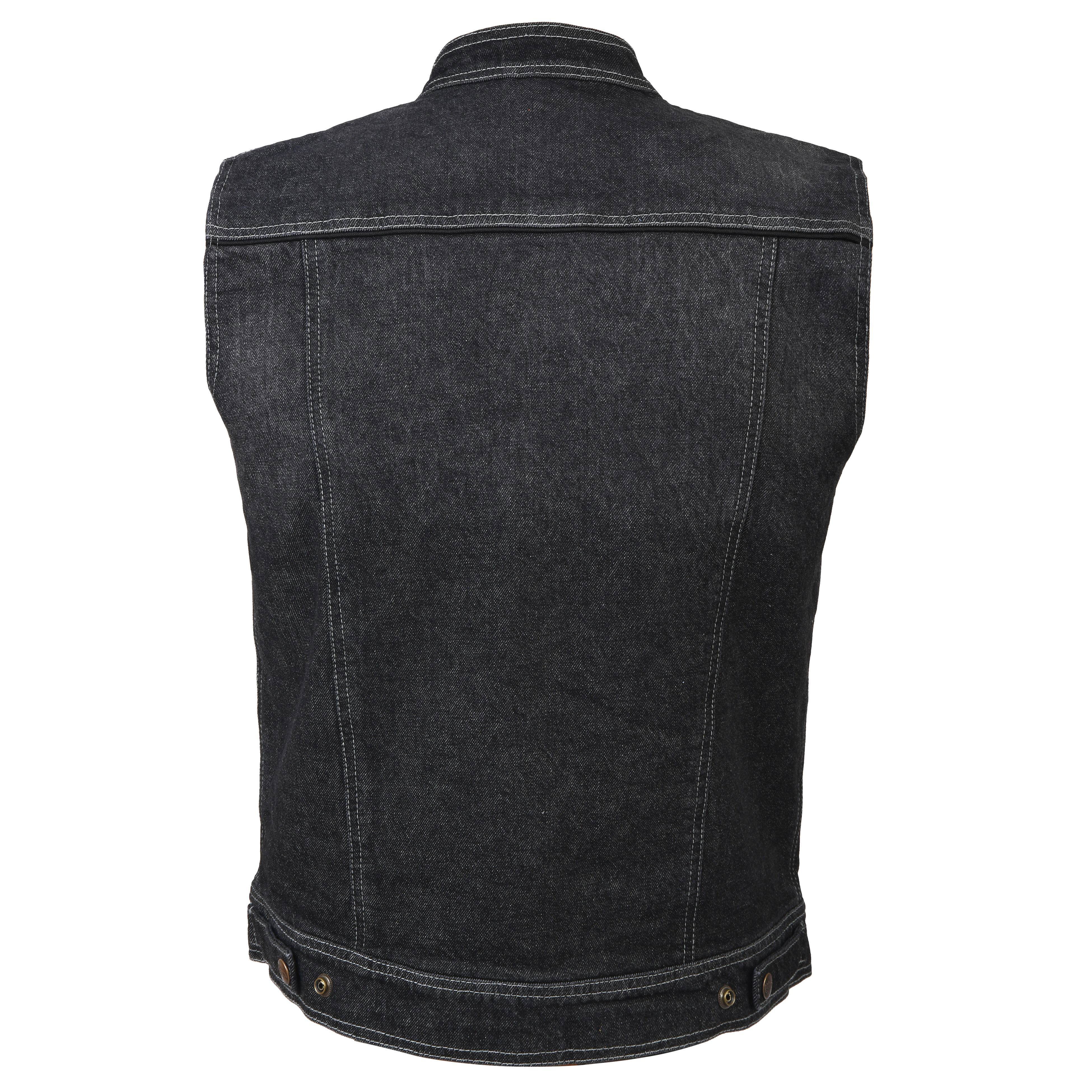 New Faded Black Denim Sleeveless Bikers Cruiser Vest