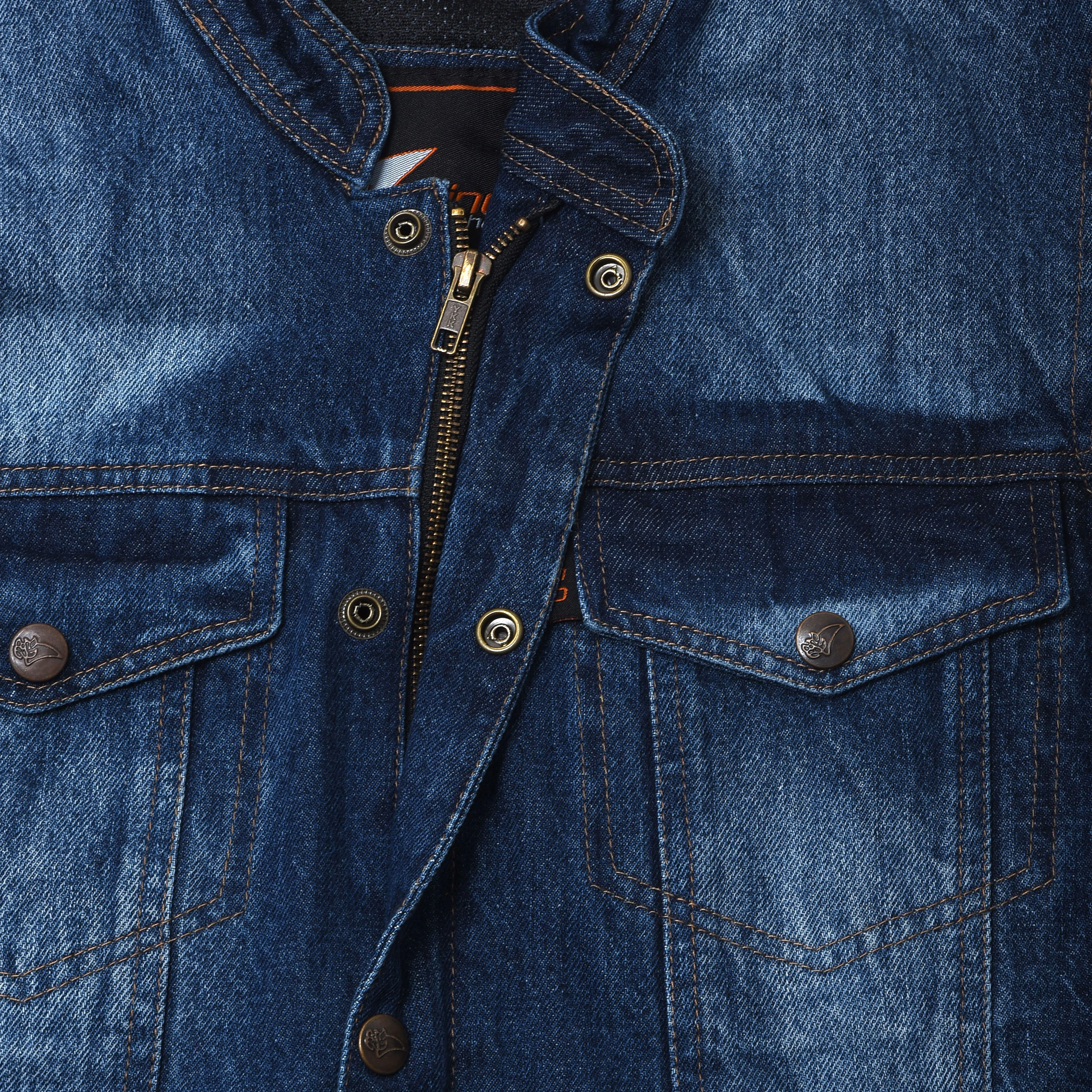 Faded Blue Denim Sleeveless Motorcycle Cruiser Vest