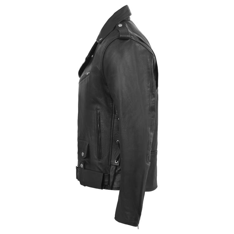 Classic Leather Motorcycle Brando Jacket Side View