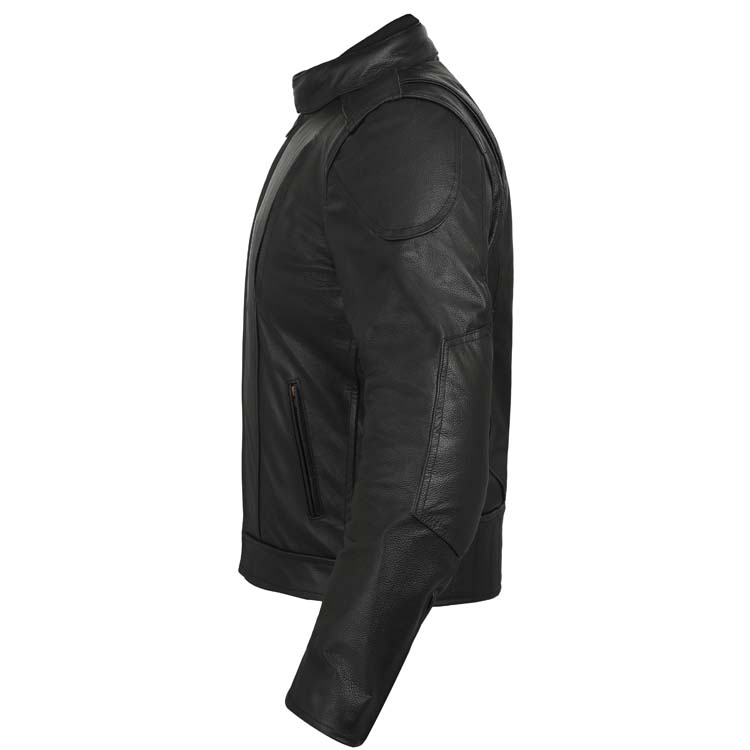 Torque Leather Motorcycle Jacket with Vents and Armour Side view