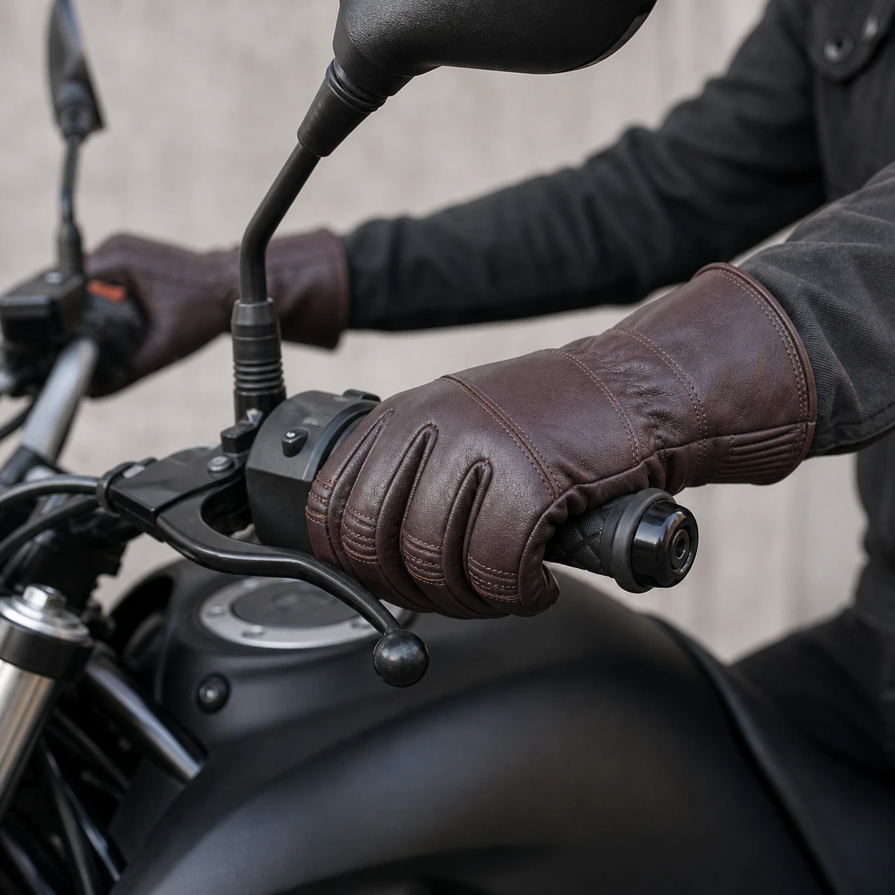 Morgan II Brown Leather Mens Gauntlet Gloves on AI generated model