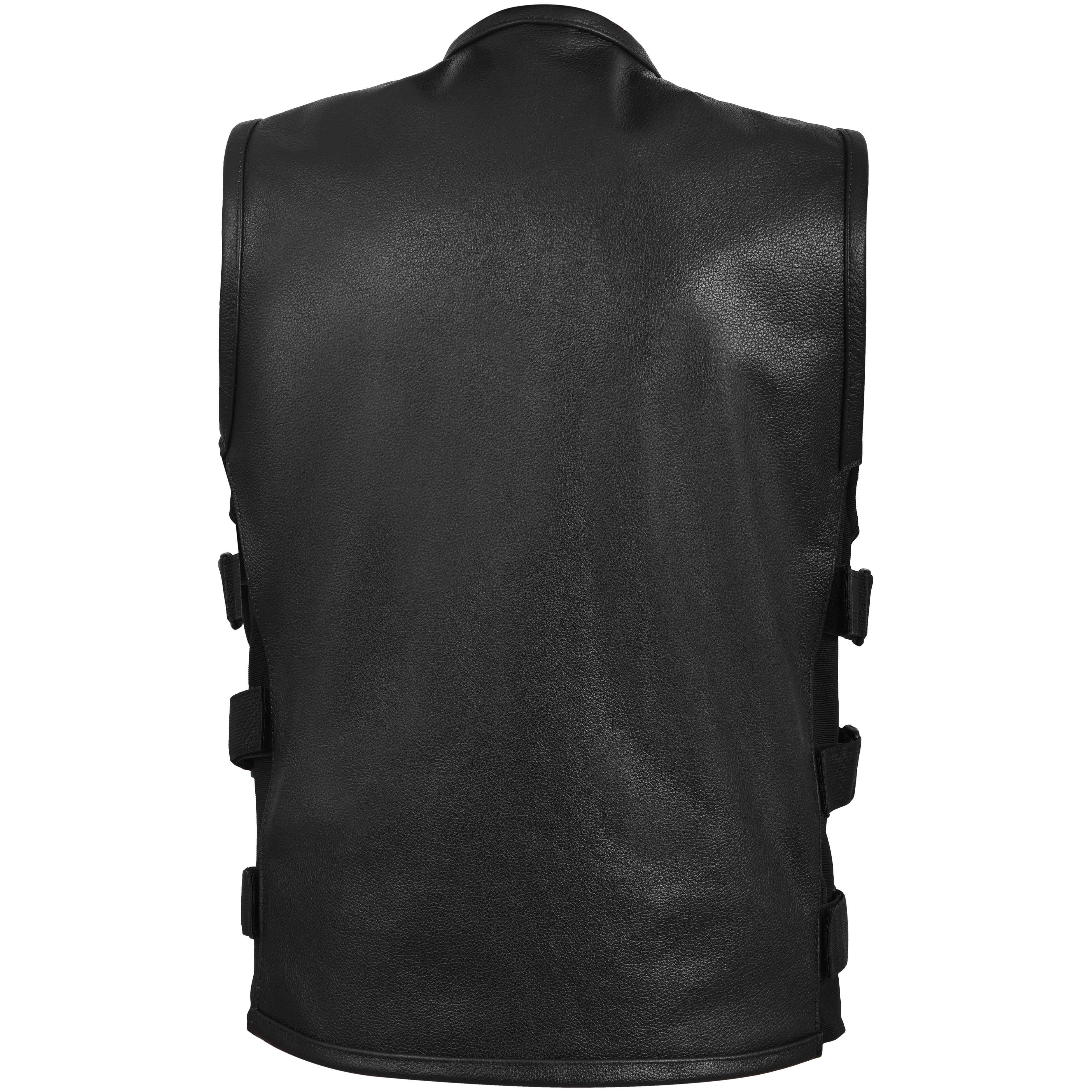 Swat Tactical Style Bikers Black Leather Vest