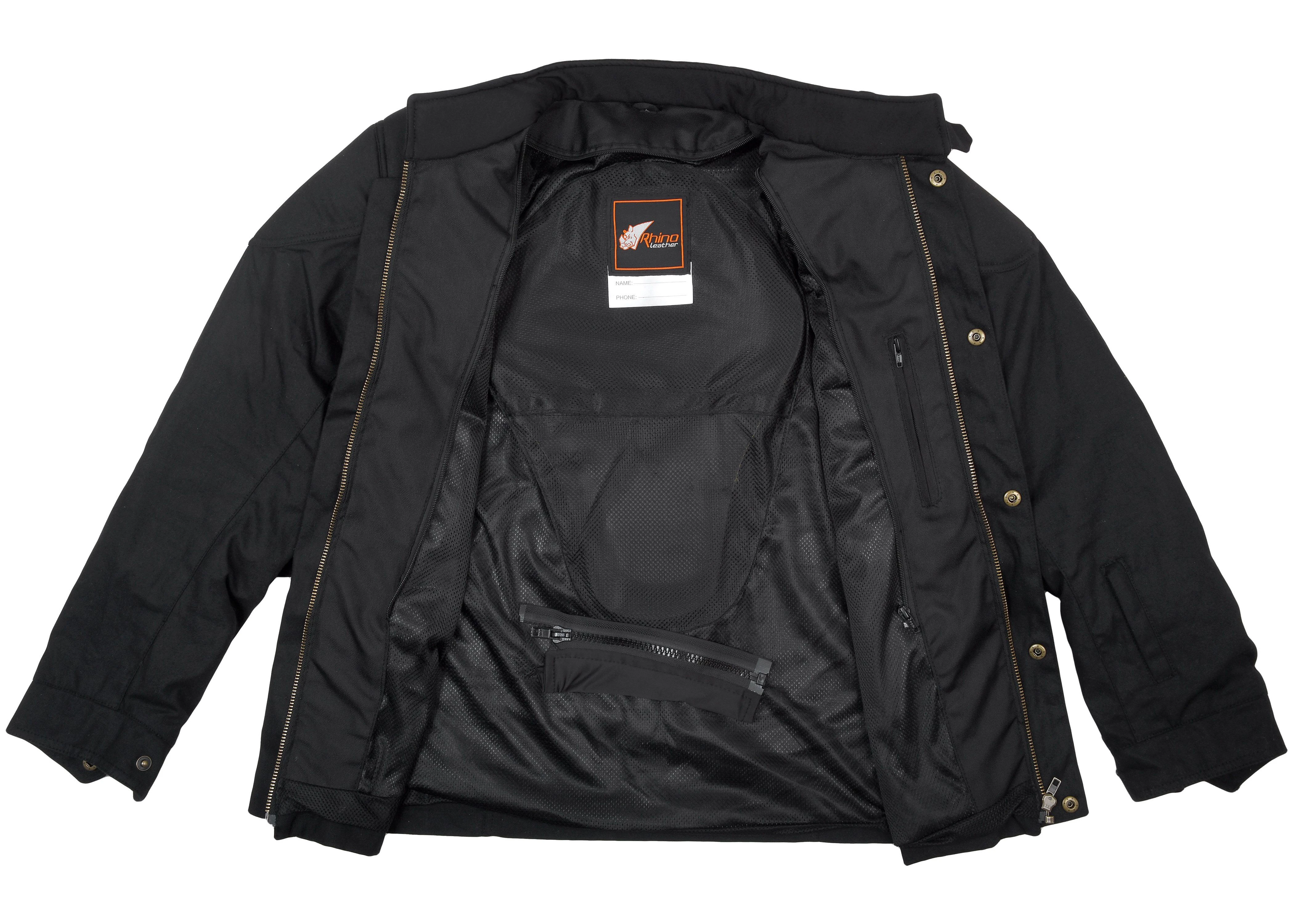 Waxed Cotton Black Motorcycle Jacket Openview