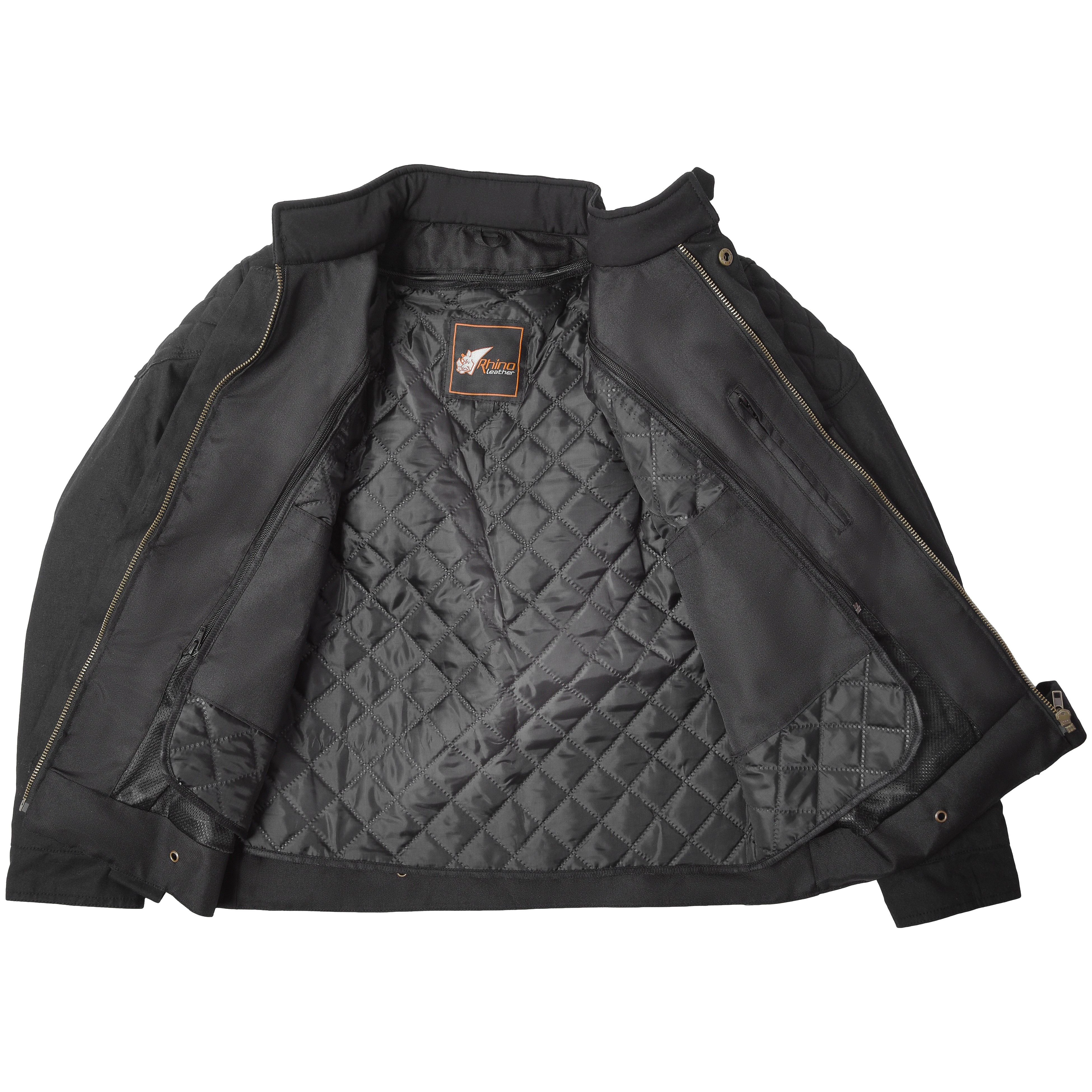 Waxed Cotton Black Motorcycle Jacket Openview