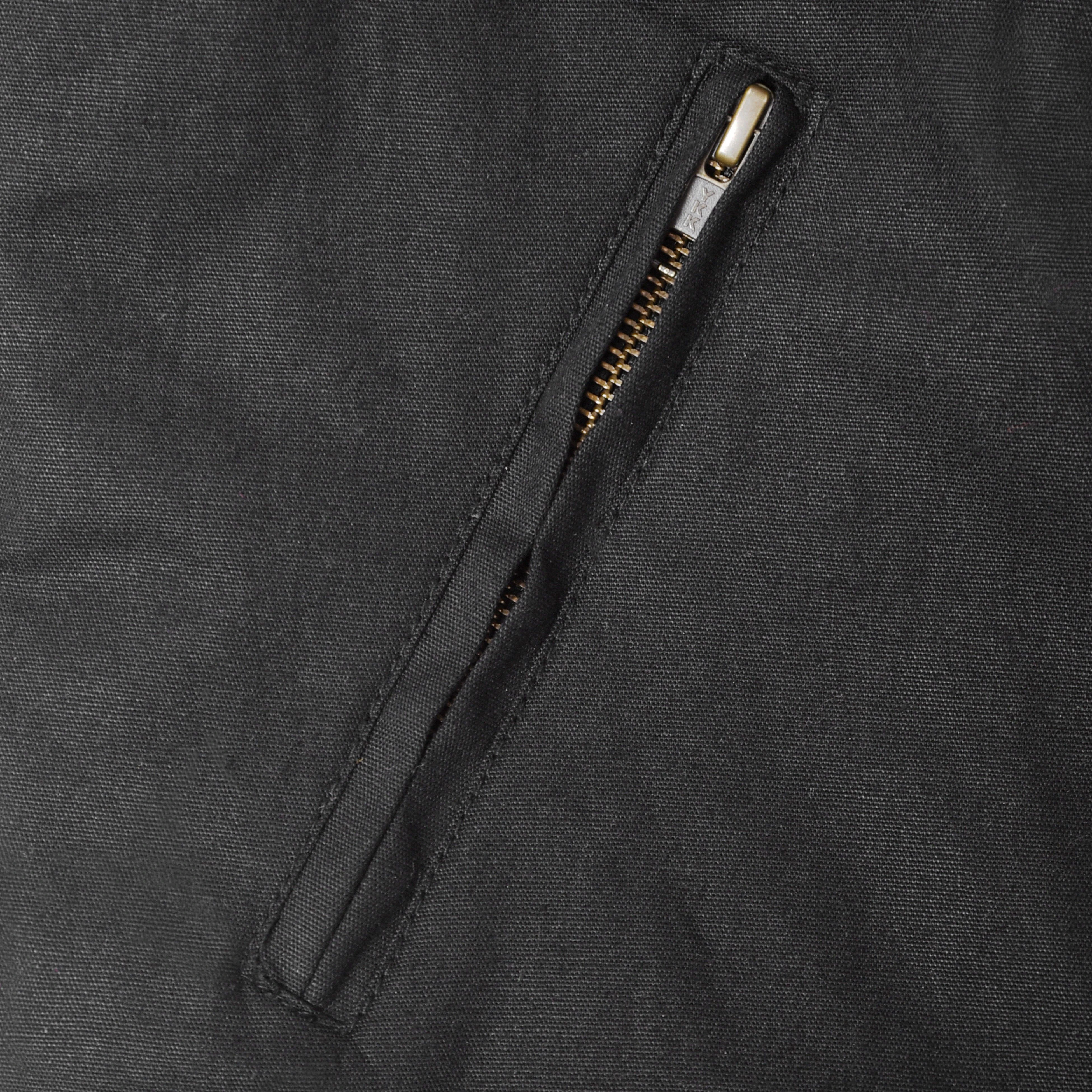 Waxed Cotton Black Motorcycle Jacket Zipper