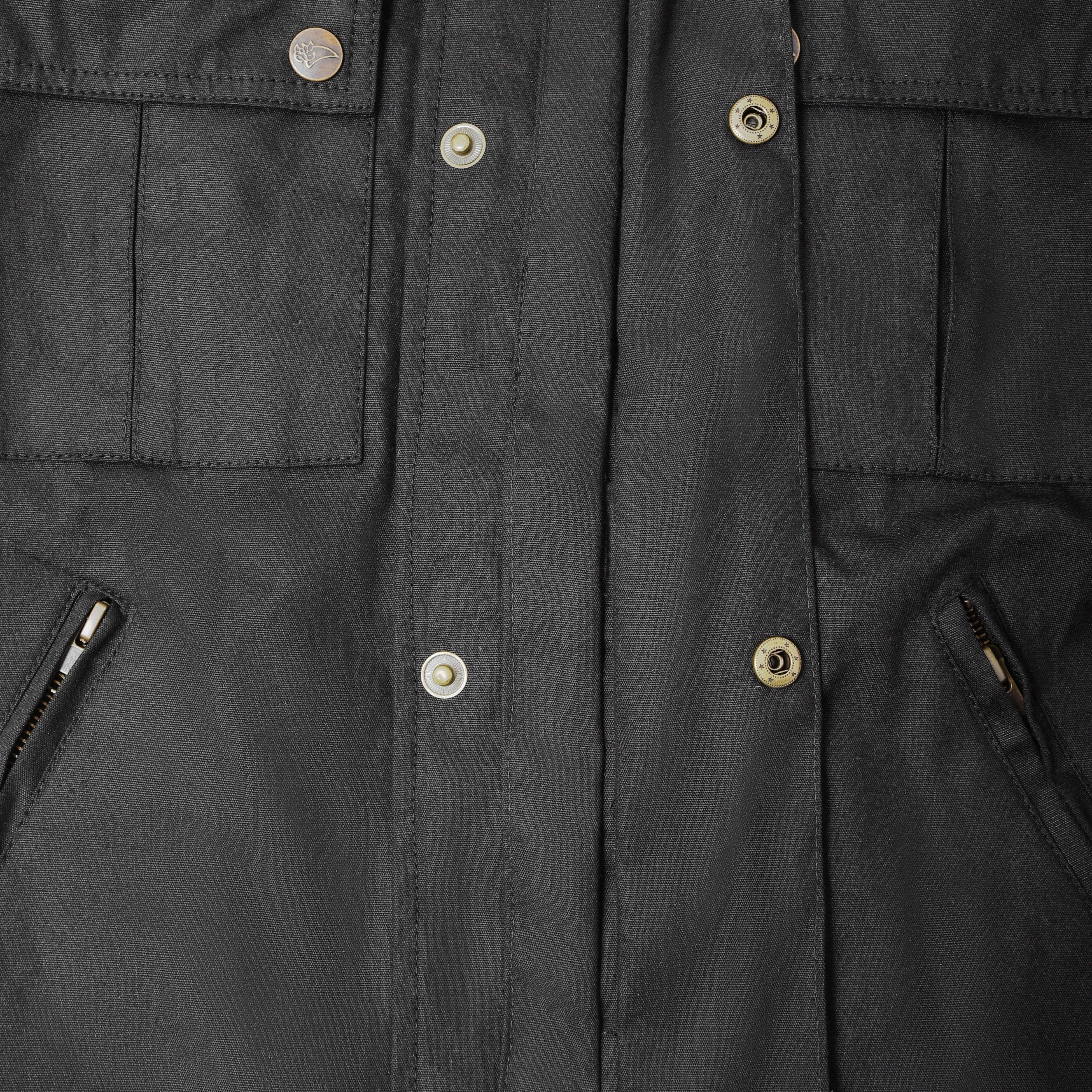 Waxed Cotton Black Motorcycle Jacket