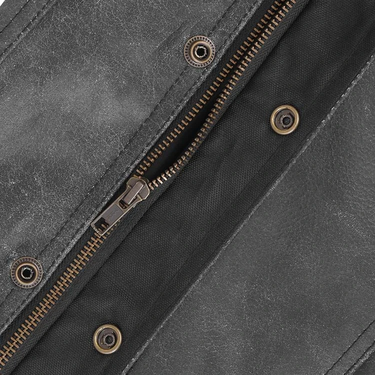 Motorcycle Leather Vest Zipper