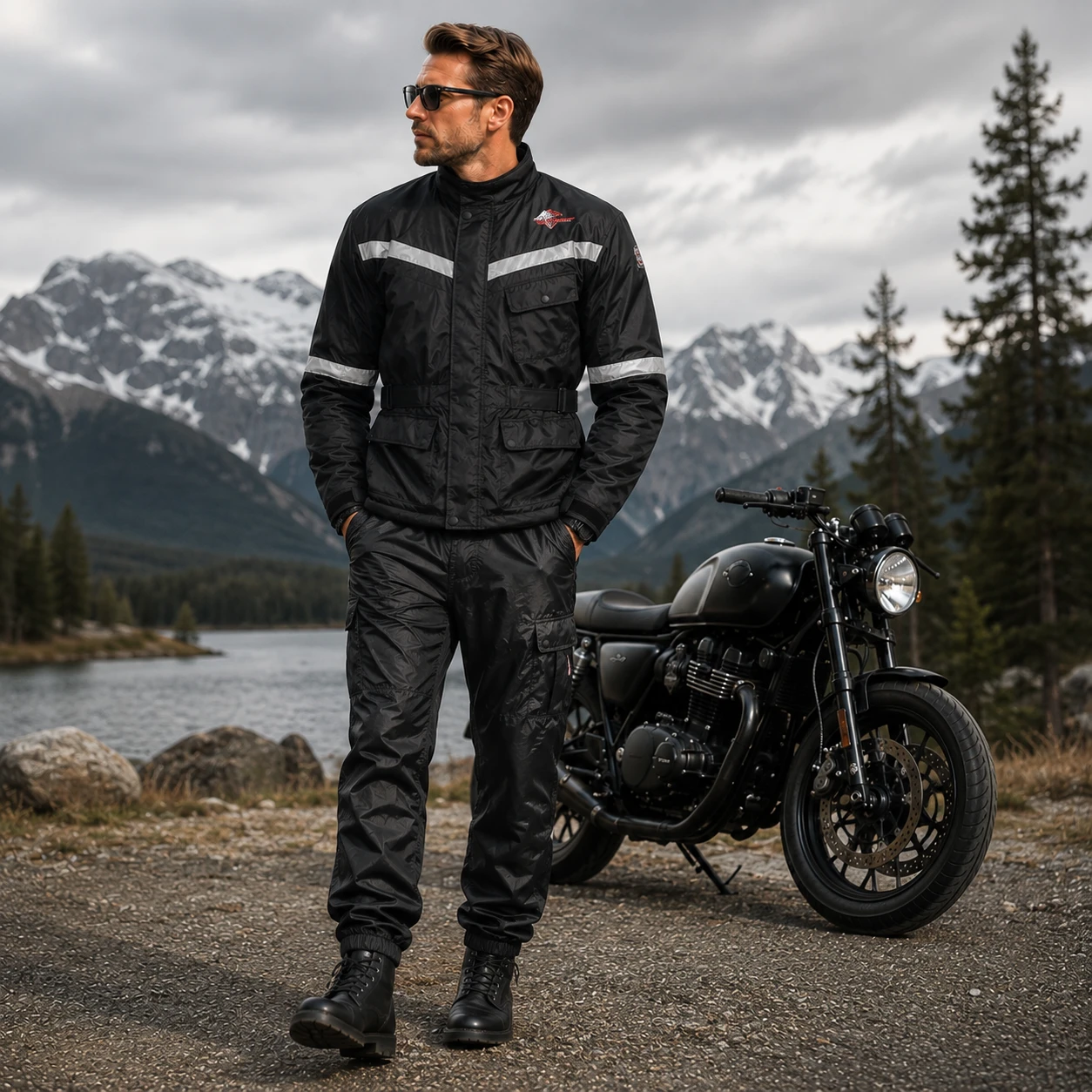 Storm Motorcycle Rain Pants on AI generated model