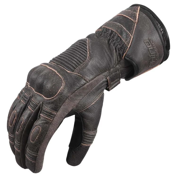 Cobra Brown Distressed Leather Motorcycle Gauntlet Glove