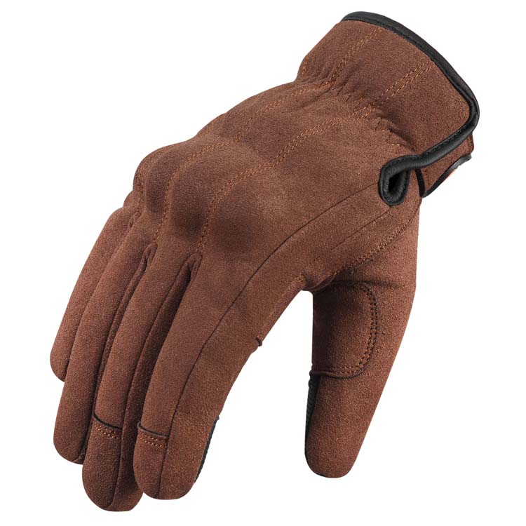 Short Cuff Motorbike Gloves Brown Tan Suede Motorcycle Gloves