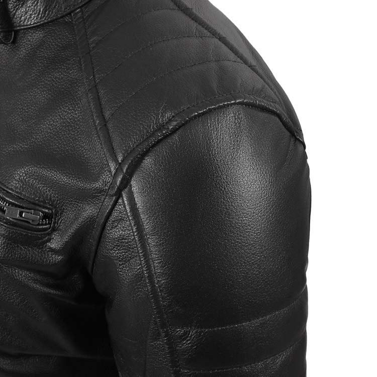 Black Leather Motorcycle Jacket Image 3