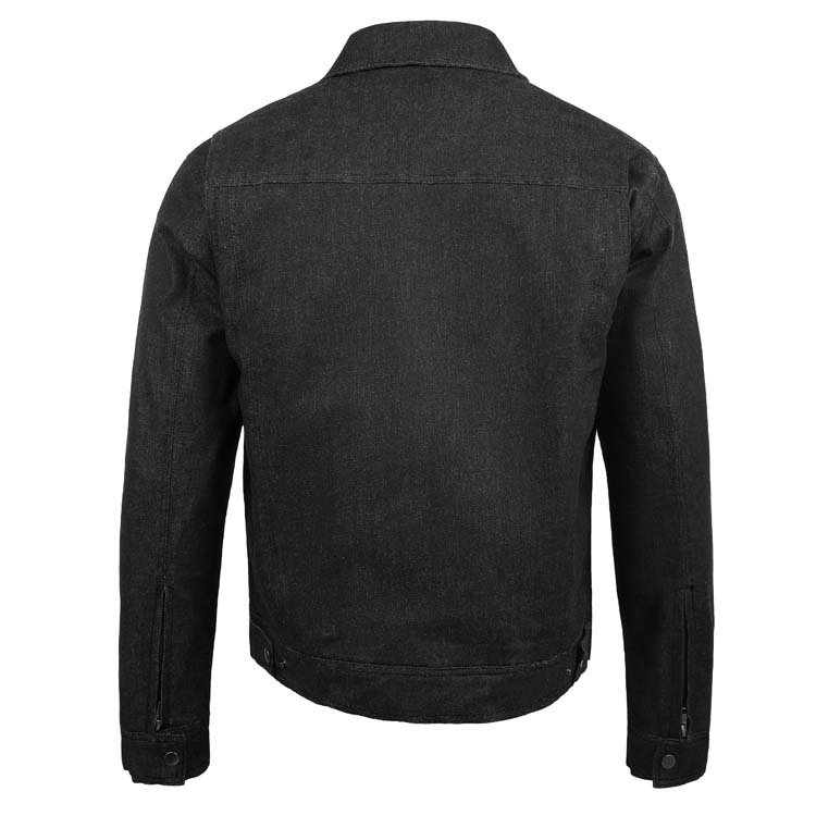 Black Denim Motorcycle Jacket Backview