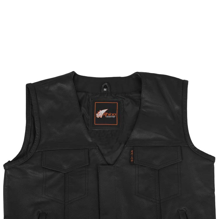 V-Neck Motorcycle Leather Vest