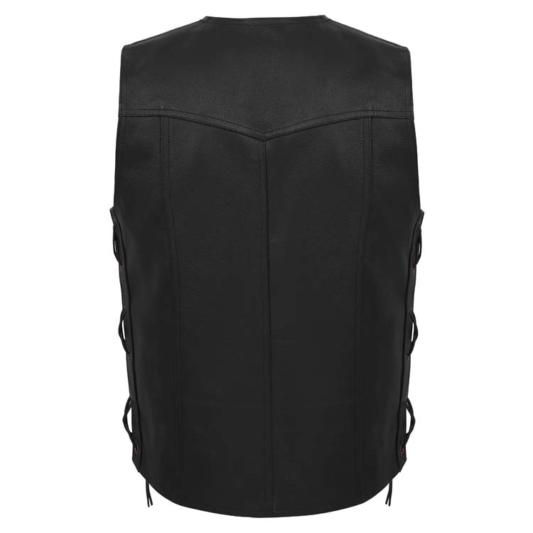 Legacy Leather Vest with Antique Brass Hardware and Side Laces
