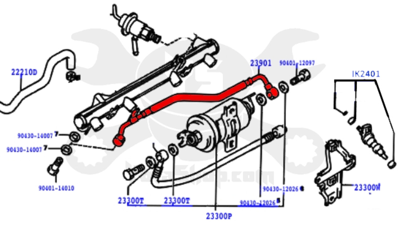 Fuel Line- Toyota 2.4L 22RE 4Runner, Pickup Truck Fuel Supply line from Filter to Fuel Rail (1988-1995) 23901-35010