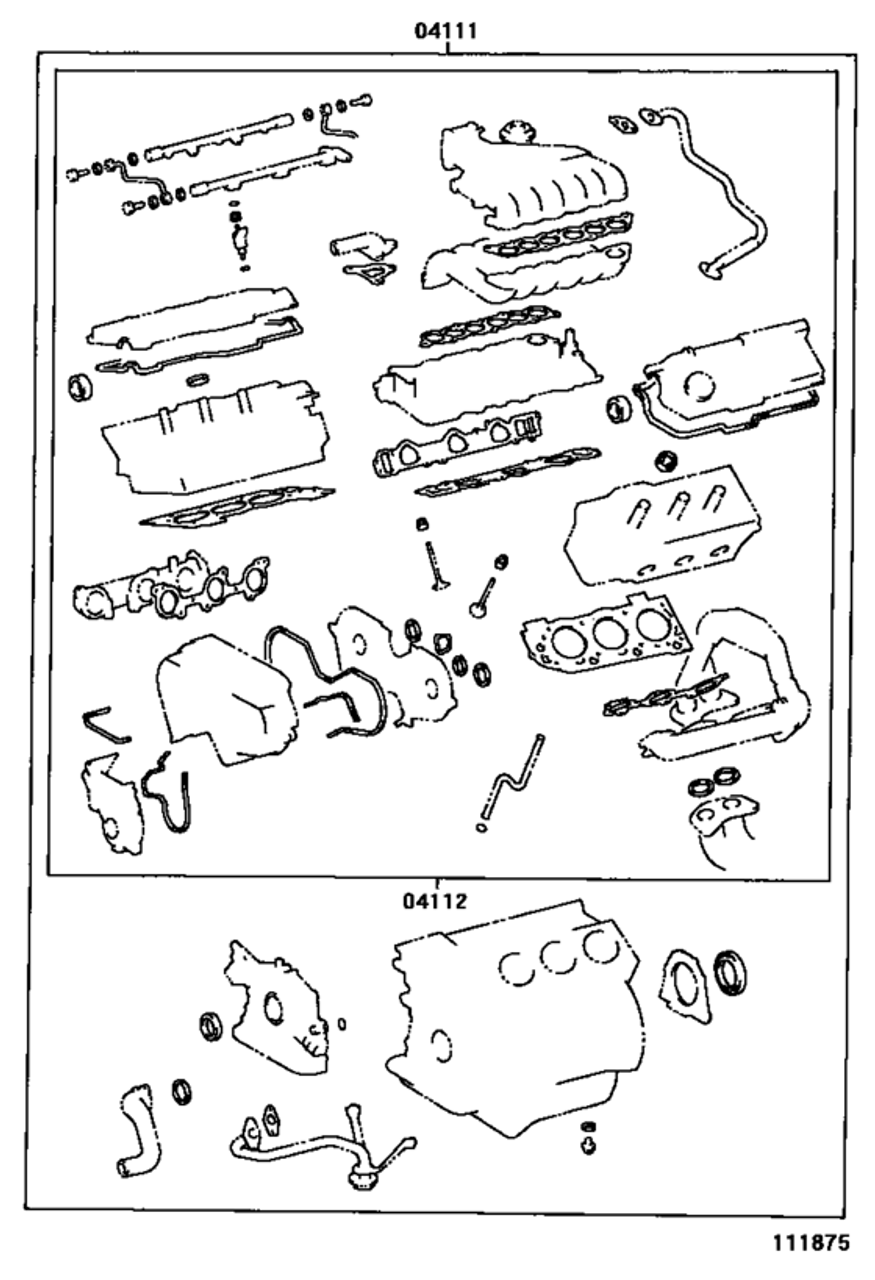 Gasket Set- Toyota V6 3.4L 5VZ-FE 4Runner & Tacoma OEM Engine Full Gasket Set (2000-2004) 04111-62180

