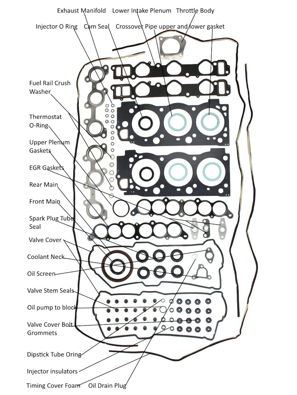 Gasket Set- Toyota V6 3.4L 5VZ-FE 4Runner & Tacoma OEM Engine Full Gasket Set (2000-2004) 04111-62180
