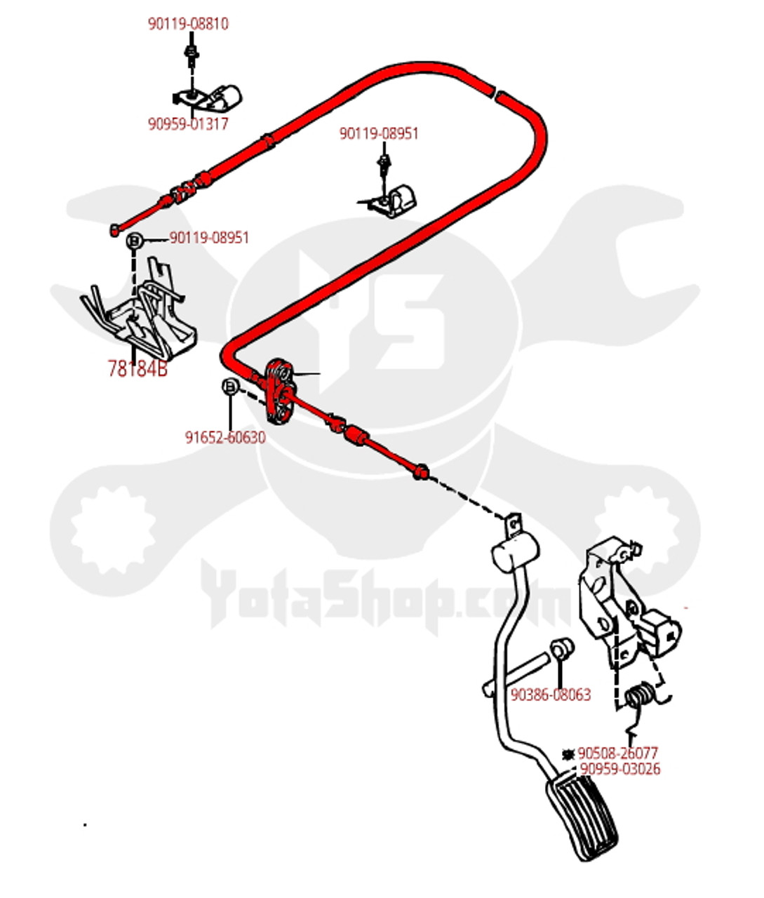 Throttle Cable- Toyota V6 3.0L 3VZE 4Runner & Pickup Truck Accelerator Cable (1989-1992) 78180-89160