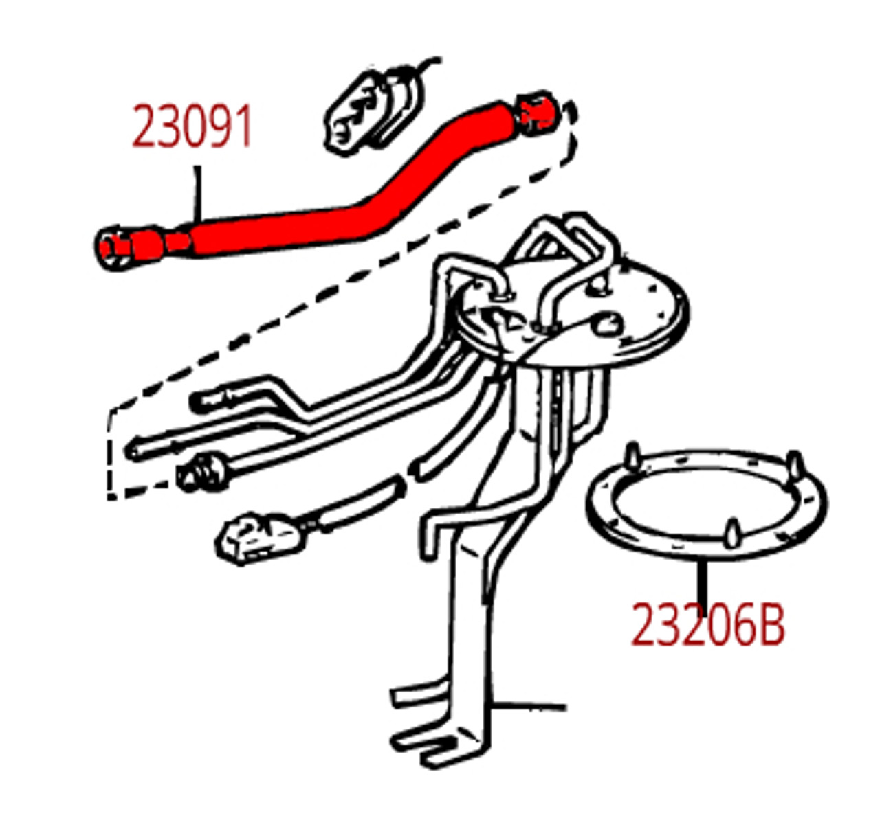 Fuel Pump Tube- Toyota 4Runner & Pickup Truck 22RE & 3.0L 3VZE Fuel Tank to Body Fuel Line (1986-1995) 23091-35020