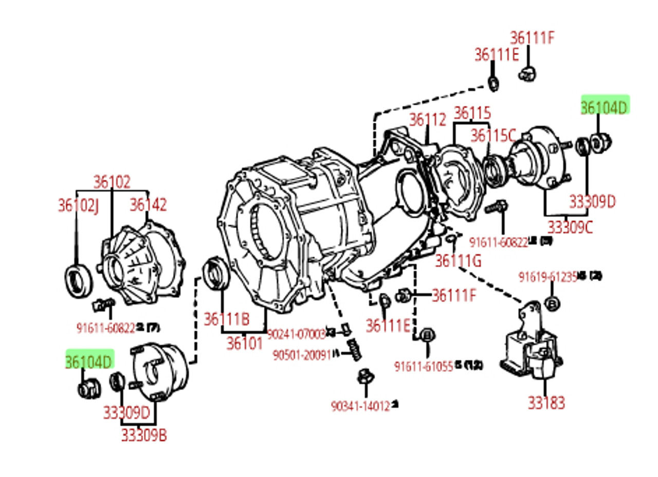 Flange Nut- Toyota Transfer Case Output Flange Nut (1985-2020) 90179-22016