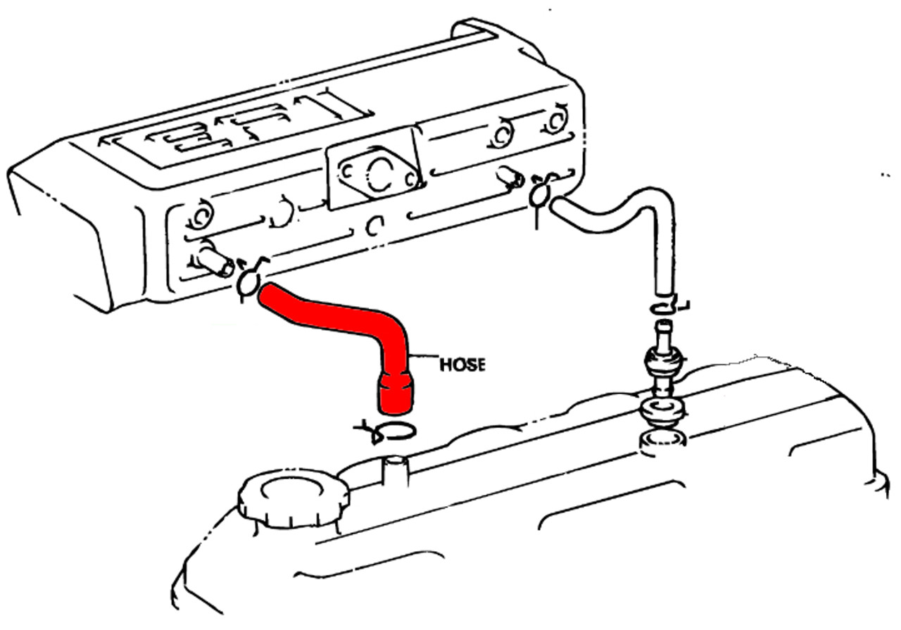 Breather Hose- Toyota 2.4L 22RE 4Runner & Pickup Truck OEM Valve Cover Breather Hose (1984-1988) 12262-35030