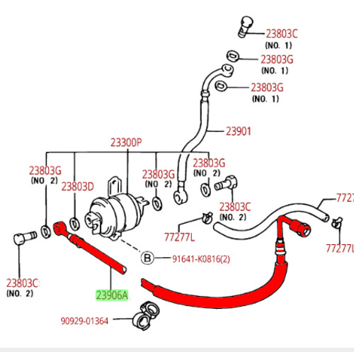 Fuel Line- Toyota 4Runner & Tacoma 2.7L 3RZFE & 2.4L 2RZFE Fuel Line to Fuel Filter 23906-75040