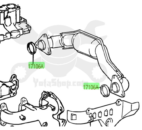 Exhaust Gasket - Toyota V6 3.0L 3VZ-E 4Runner, Pickup and T100 Exhaust Crossover Pipe Gasket (1988-1995) 9091706048A