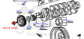 Pulley Bolt- Toyota (1989-1995) 2.0L 3SFE & 2.2L 5SFE Camry, Celica & MR2 OEM Crankshaft Harmonic Balancer Pulley Bolt- 90119-14027