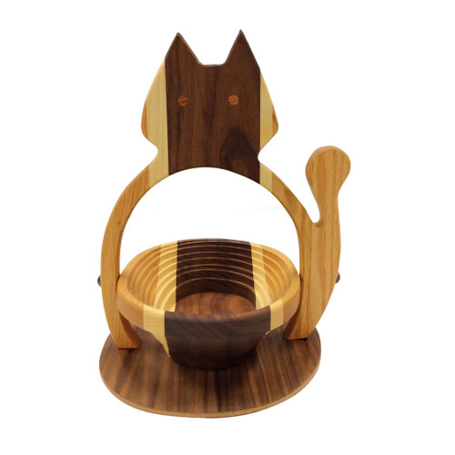 Mixed wood cat collapsible basket.