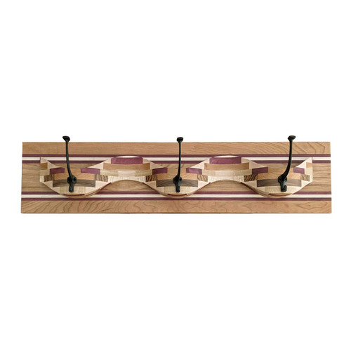 Mixed Wood Wall Coat Rack 3ft