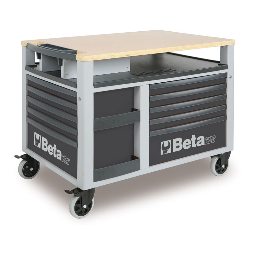 Beta Tools C28-G SuperTank Trolley with Worktop and Ten Drawers - Grey