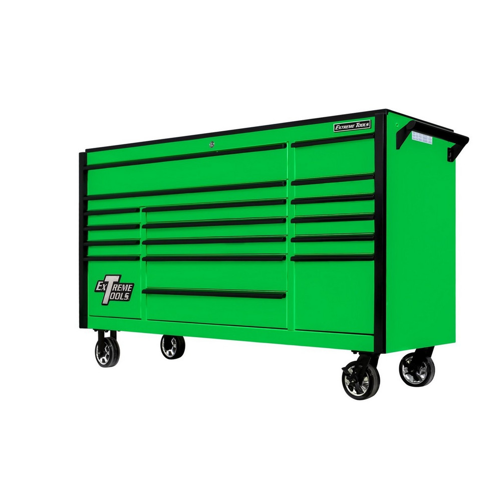 Extreme Tools 72" DX Series 17-Drawer 21" Deep Roller Cabinet - Green w/Black Drawer Pulls Extreme Tools 72" DX Series 17-Drawer 21" Deep Roller Cabinet - Green w/Black Drawer Pulls