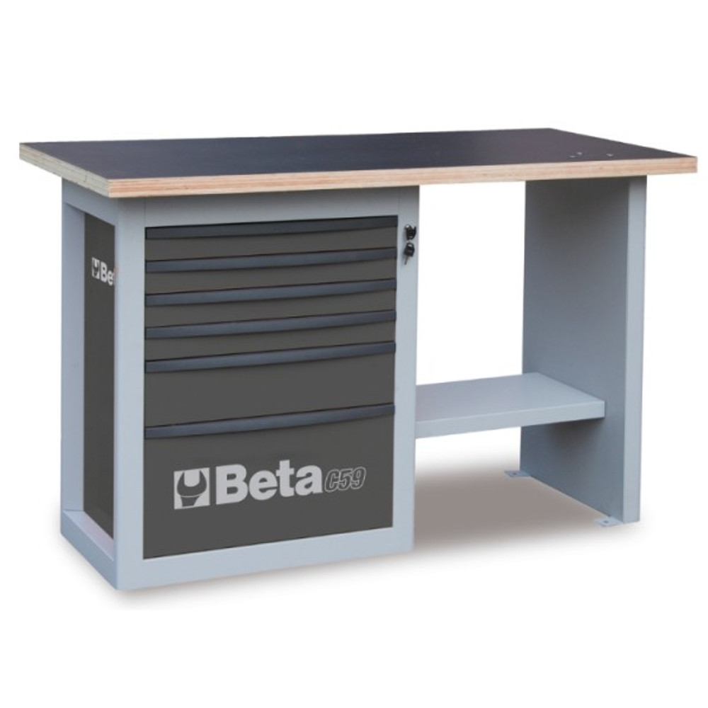 Beta Tools C59C-G Endurance Workbench with Six Drawer Cabinet (Short Model) - Grey