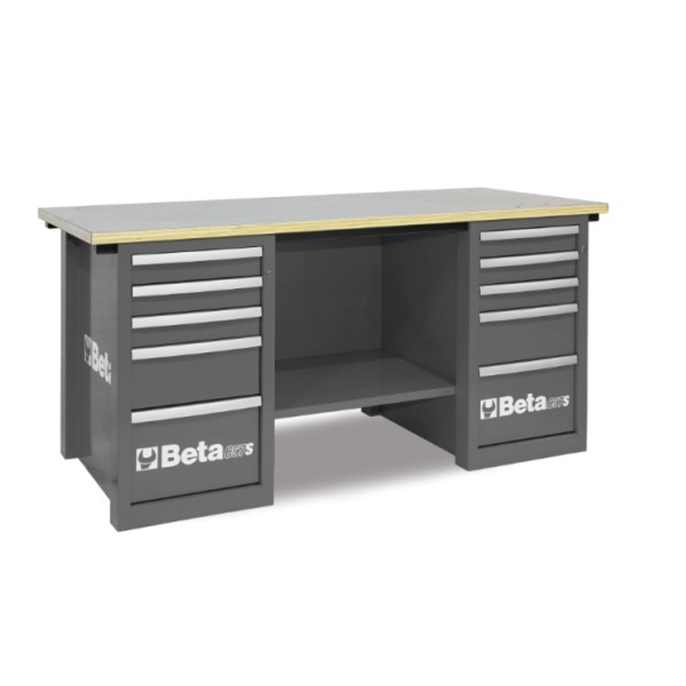 Beta Tools C57SC-G MasterCargo Workbench with (2) 5 Drawer Cabinets - Grey