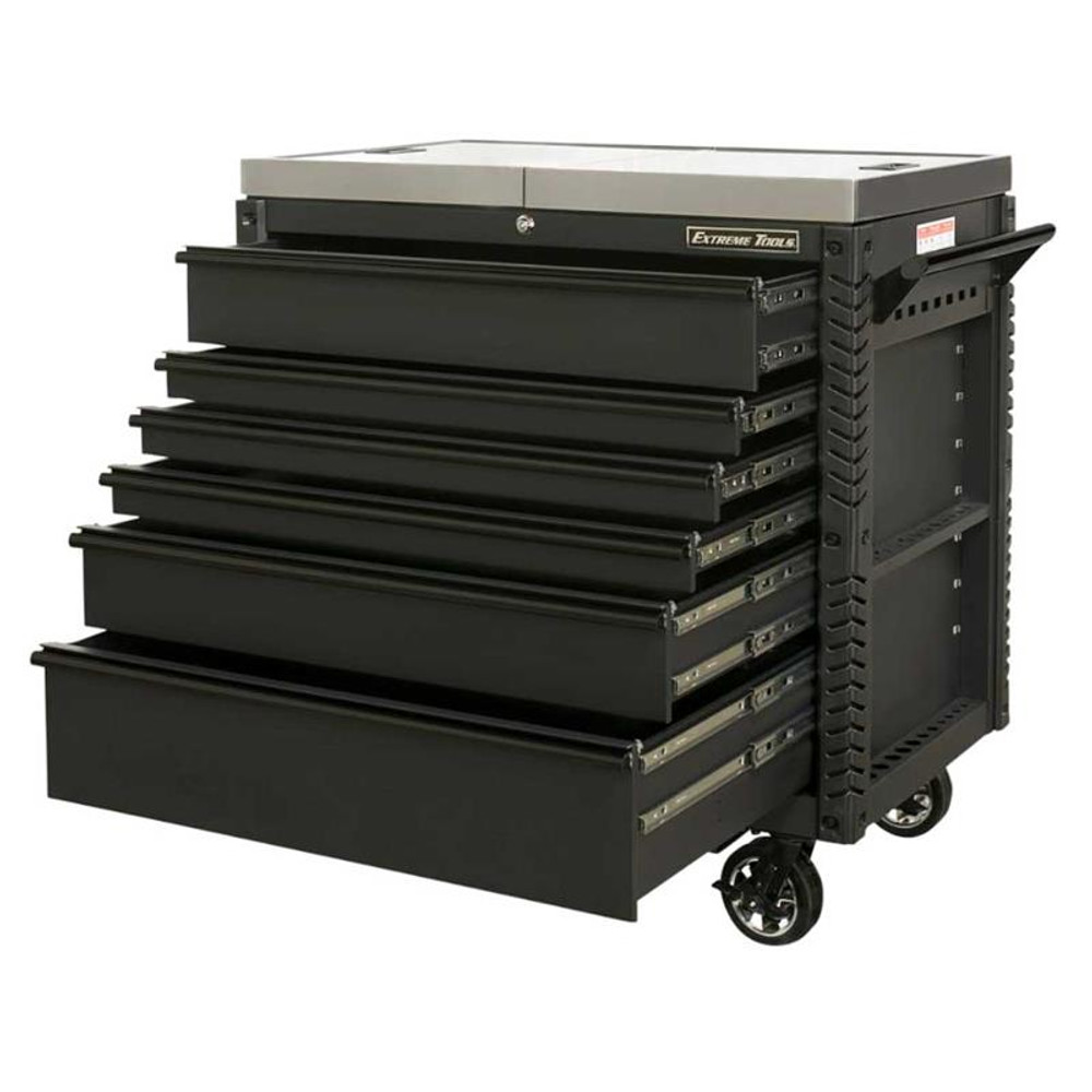Extreme Tools EX Series 41" 6-Drawer Deluxe Slider Top Tool Cart - Matte Black w/Black Drawer Pulls Extreme Tools EX Series 41" 6-Drawer Deluxe Slider Top Tool Cart - Matte Black w/Black Drawer Pulls