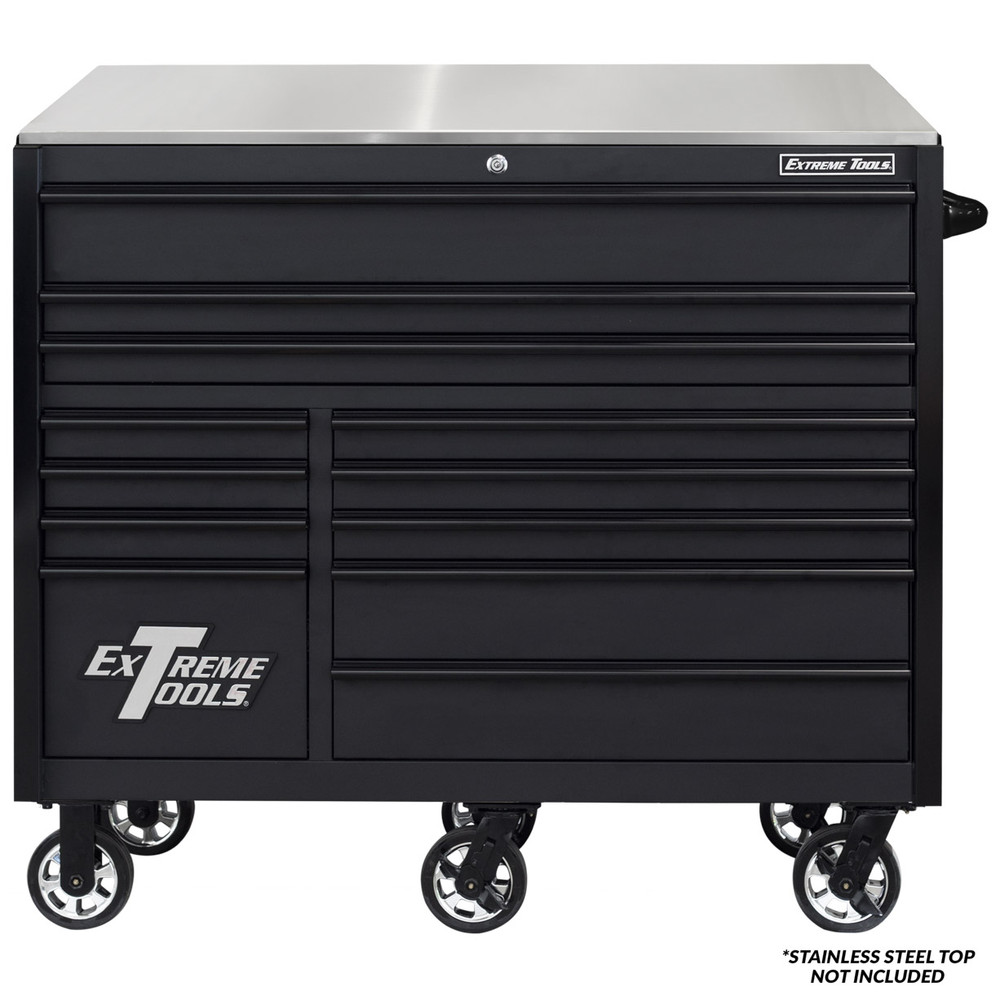 Extreme Tools RX Series 55" 12-Drawer Roller  - Matte Black w/Black Drawer Pulls
