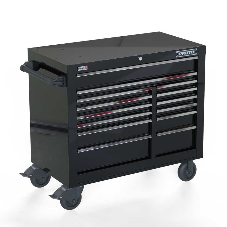 Proto Velocity 42" 14-Drawer Double Bank Roller Cabinet - Black