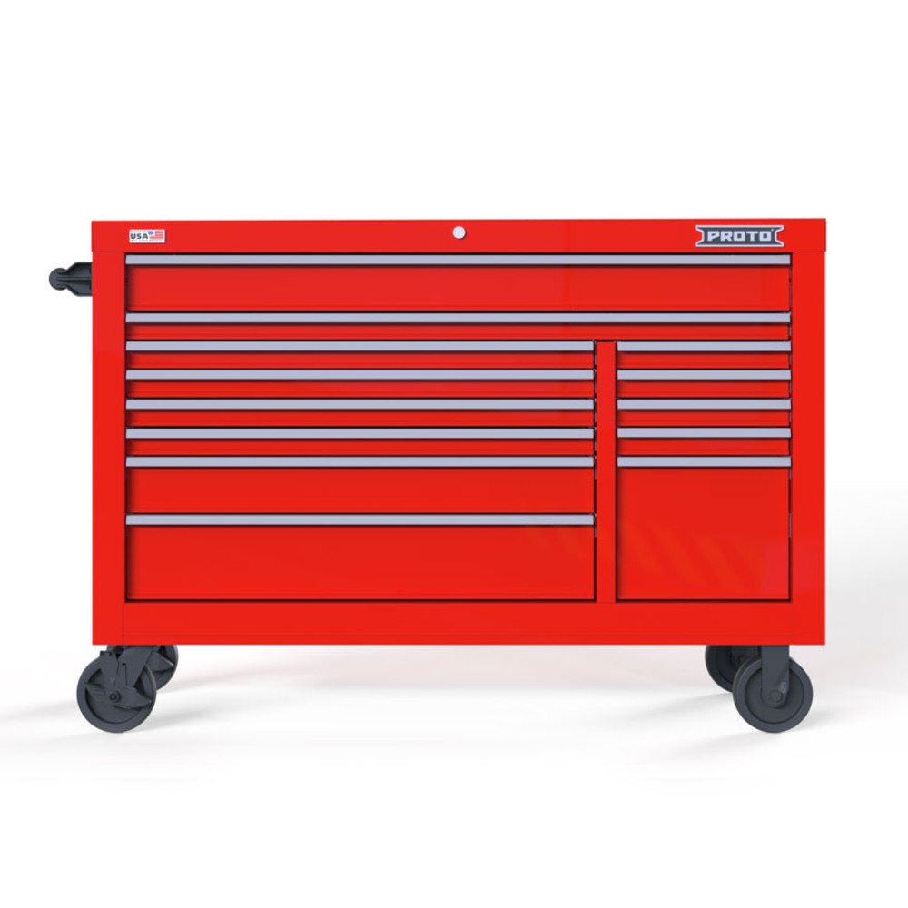 Proto Velocity 55" 13-Drawer Double Bank Roller Cabinet - Red