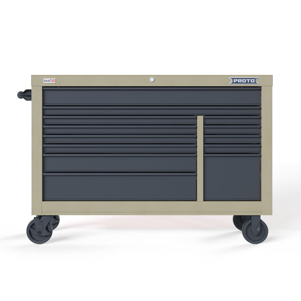 Proto Velocity 55" 13-Drawer Double Bank Roller Cabinet - Desert Tan
