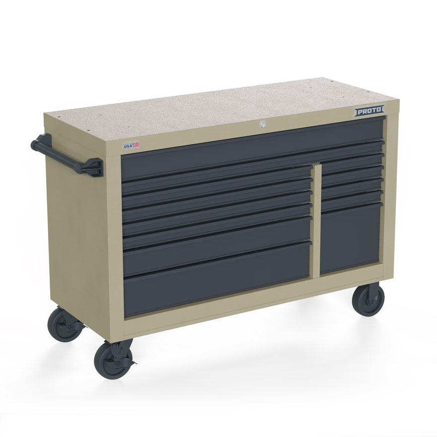 Proto Velocity 55" 13-Drawer Double Bank Roller Cabinet - Desert Tan