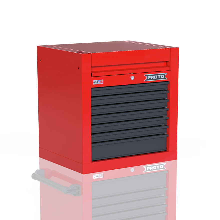 Proto Velocity 27" 7-Drawer Single Bank Top Chest - Red/Gray