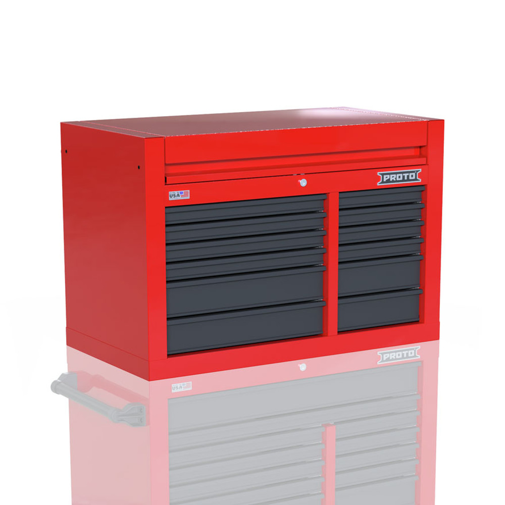 Proto Velocity 42" 12-Drawer Double Bank Top Chest - Red/Gray