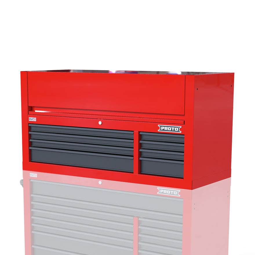 Proto Velocity 55" 8-Drawer Double Bank Top Chest - Red/Gray