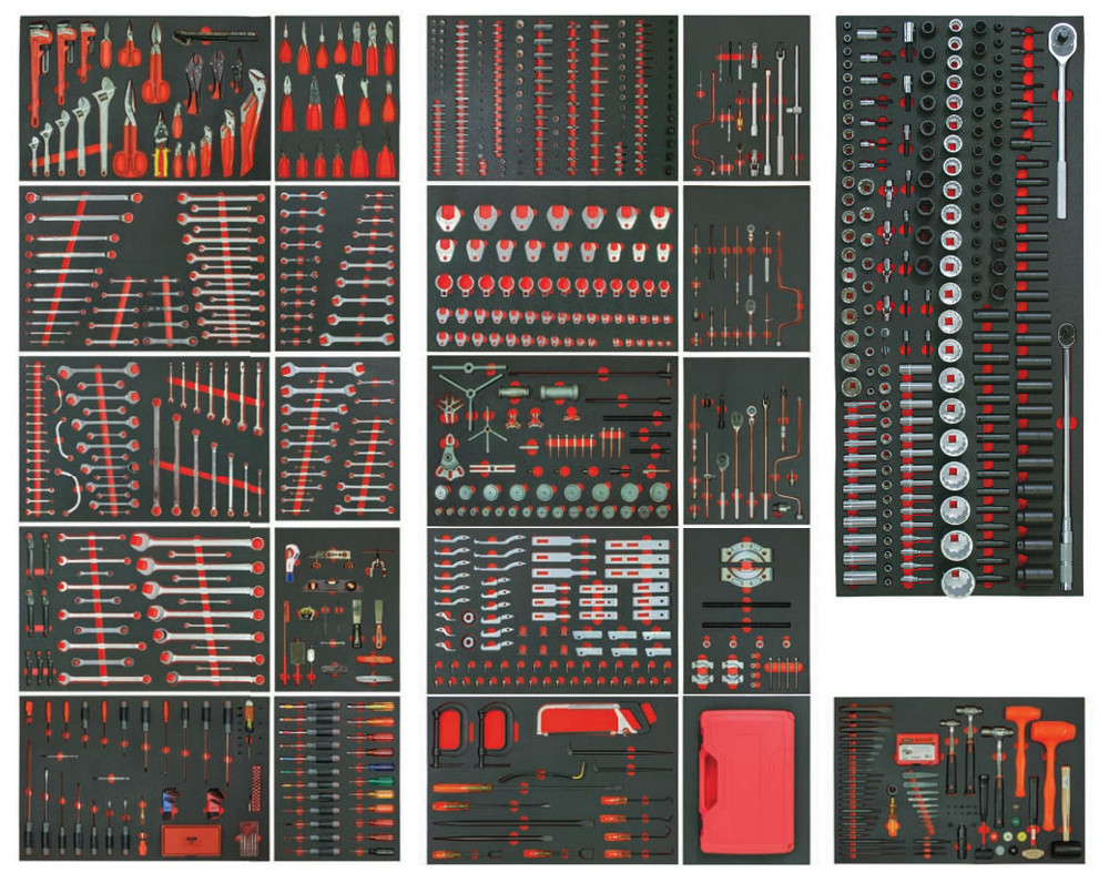 PROTO 1046 PIECE FOAMED MASTER TECHNICIAN MAINTENANCE SET WITH 66" 12-DRAWER WORKSTATION AND 10-DRAWER TOP CHEST