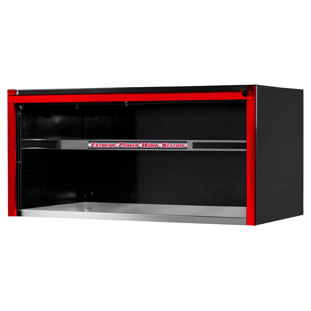 Extreme Tools EXQ Series 55" X 30" Deep Professional Hutch - Black w/Red Handle and Trim