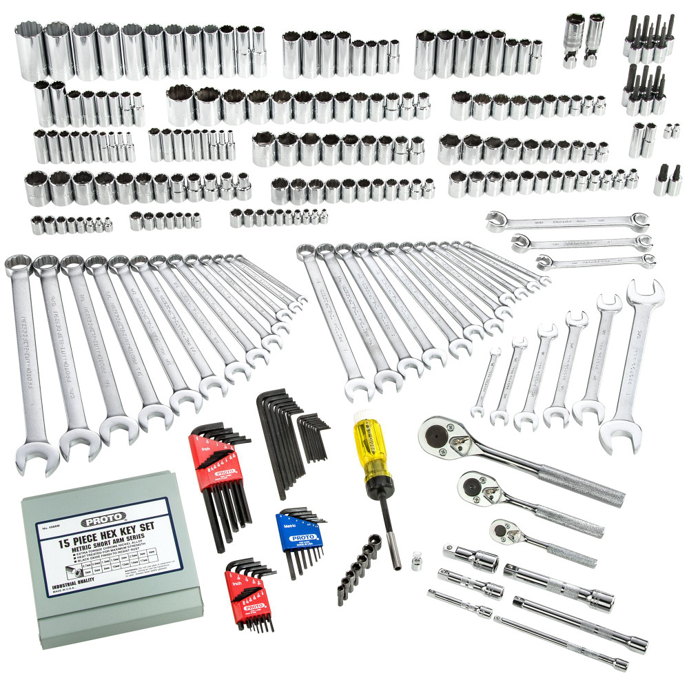 Proto 1/4", 3/8", & 1/2" Drive 302 Piece Socket Set- 6 and 12 Point