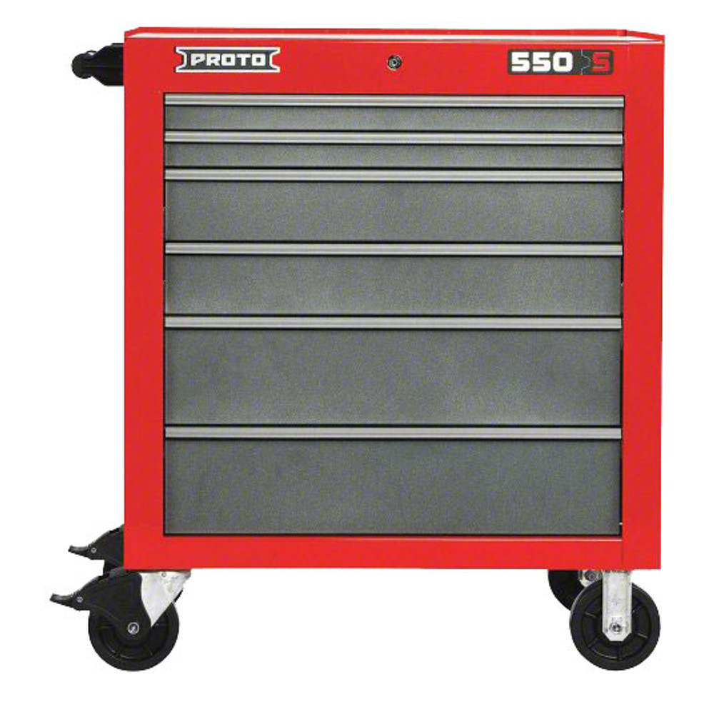Proto 550S 34" Roller Cabinet - 6 Drawer, Safety Red and Gray