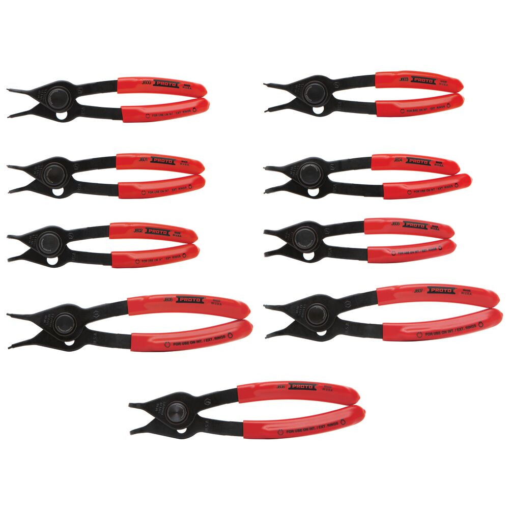 Proto 9 Piece Convertible Push Button Retaining Ring Pliers Set